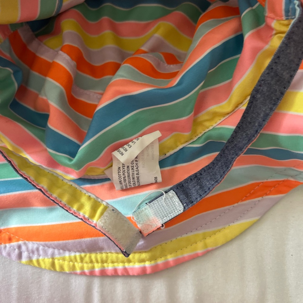 Reversible Blue Bucket Hat with Rainbow Embroidery - Picture 3 of 4